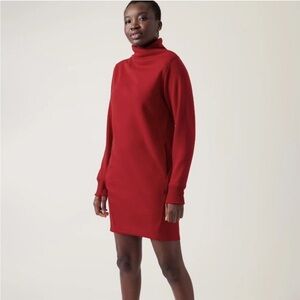 ATHLETA Cozy Karma Mock Neck Dress, NWT, Size Large, Red